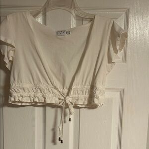Princess Polly Cream Tie-Front Crop Top